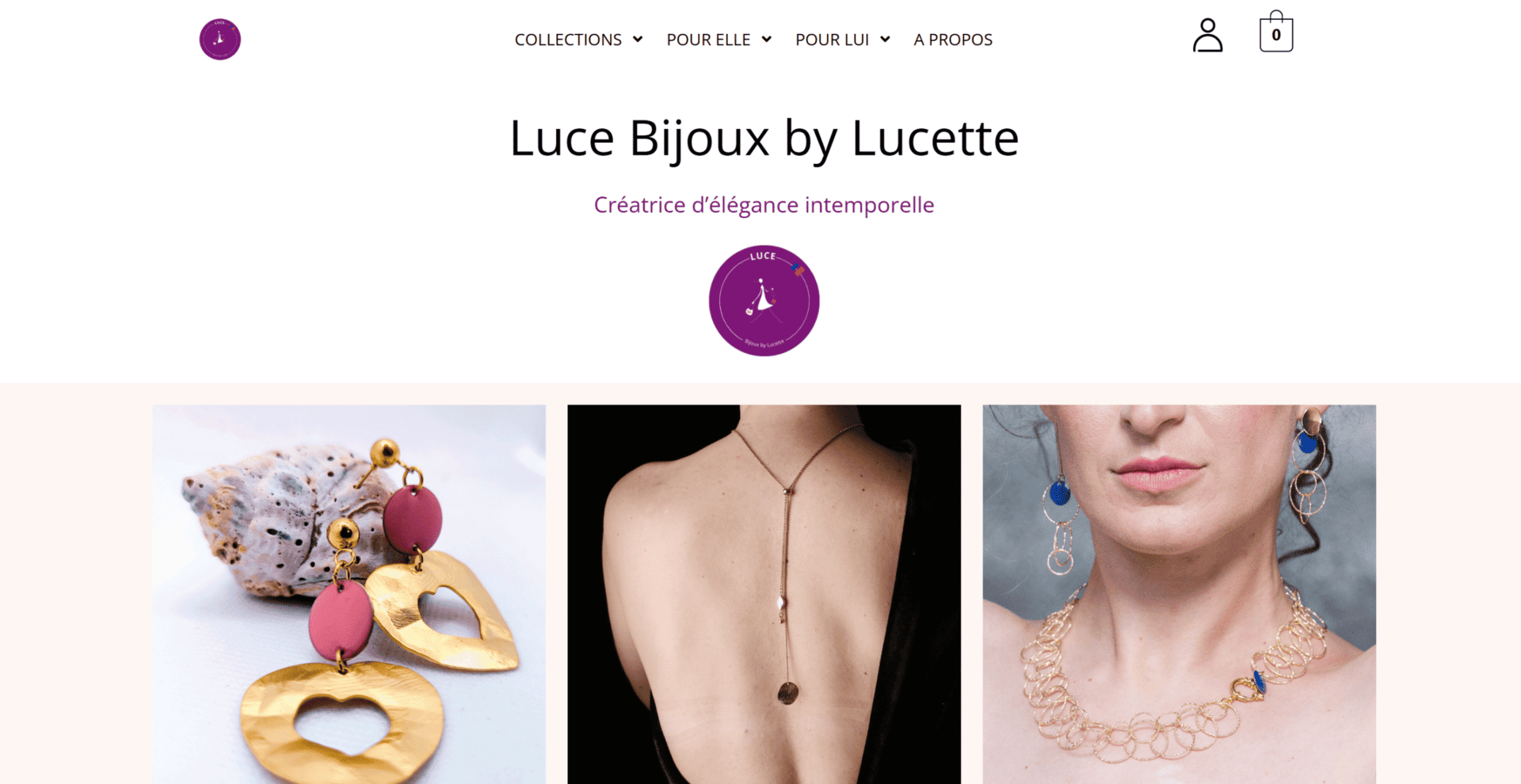 Capture écran site Luce Bijoux - création e-commerce Stea Web